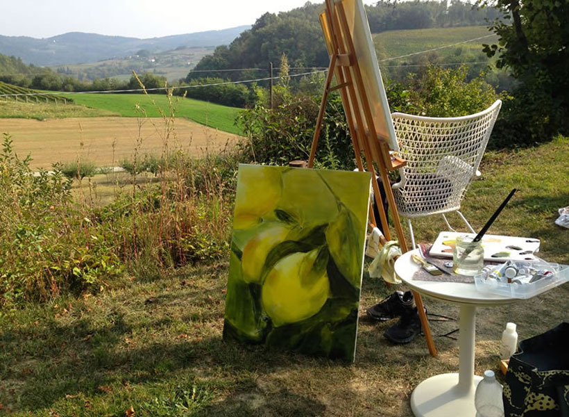 Restauriertes Landgut Piemont Gruppe Malwoche 2